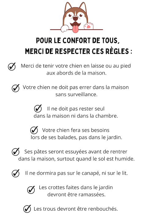 Règlement pour l'accueil des chiens